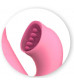 Розовый вибратор с клиторальным стимулятором и нагревом HEATING SNAIL TRAIL - 24 см.