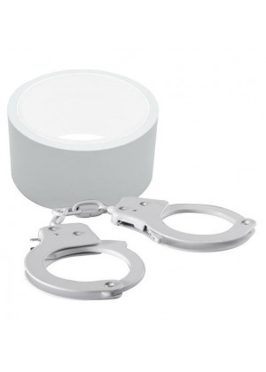 Набор для фиксации BONDX METAL CUFFS AND RIBBON: белые наручники из листового материала и липкая лента