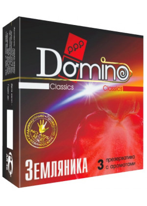 Ароматизированные презервативы Domino  Земляника  - 3 шт.
