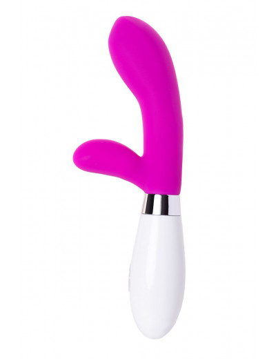 Розовый силиконовый вибратор с клиторальным стимулятором A-Toys Mady - 20,4 см.
