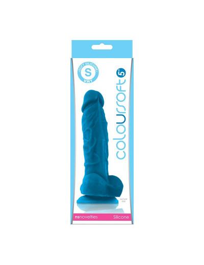 Голубой фаллоимитатор на присоске ColourSoft 5  Soft Dildo - 17,8 см.