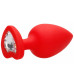Красная анальная пробка с прозрачным стразом Extra Large Diamond Heart Butt Plug - 9,5 см.