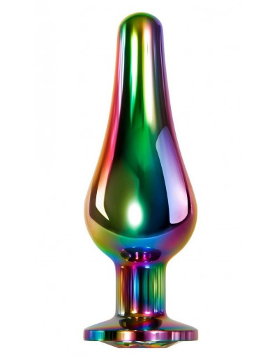 Радужная анальная пробка Rainbow Metal Plug Small - 9,4 см.