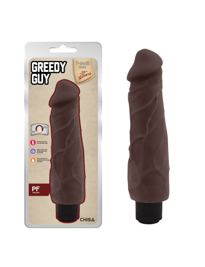 Коричневый вибратор-реалистик Greedy Guy - 24 см.