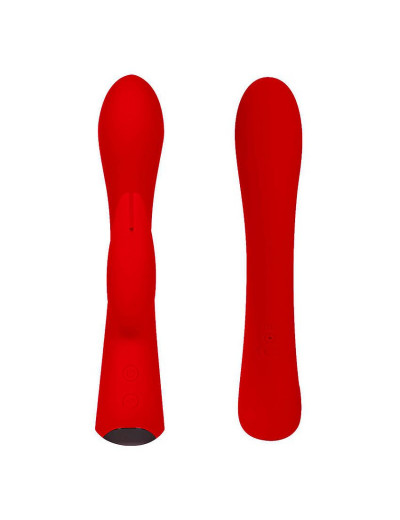 Красный вибромассажер-кролик 5  Silicone Bunny Love - 19,1 см.