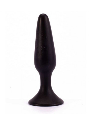 Чёрная анальная пробка с ограничительным основанием LURE ME Silicone Anal Plug - 12,1 см.