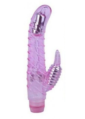 Розовый вибростимулятор-кролик Curve Seduction - 18,5 см.
