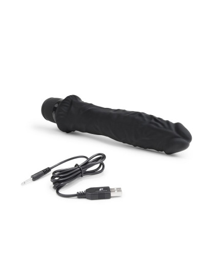 Черный вибратор-реалистик 8  Girthy Realistic Vibrator - 24,5 см.