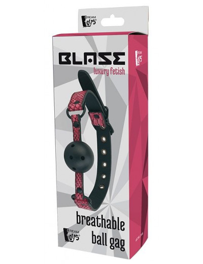 Черно-розовый кляп-шарик с отверстиями BALL GAG