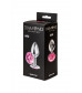 Малая серебристая анальная пробка Diamond Pink Sparkle Small с розовым кристаллом - 7 см.