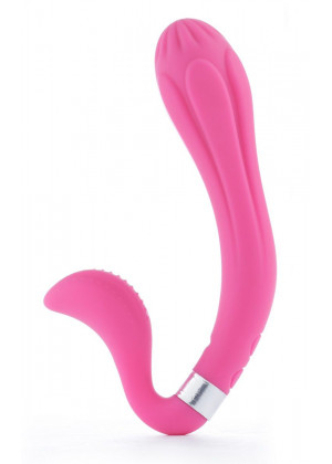 Розовый изогнутый вибромассажёр THE LADY JADORE - 19 см.