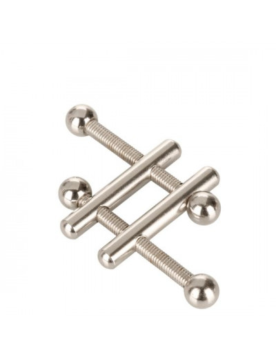 Серебристые металлические зажимы для сосков Crossbar Nipple Vices