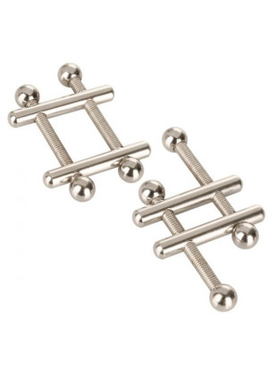 Серебристые металлические зажимы для сосков Crossbar Nipple Vices