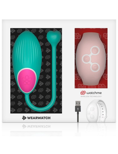 Зеленое виброяйцо с нежно-розовым пультом-часами Wearwatch Egg Wireless Watchme