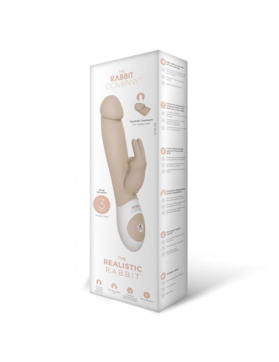 Телесный вибратор с клиторальным кроликом Realistic Rabbit