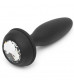 Черная анальная вибропробка Rechargeable Vibrating Bunny Tail Butt Plug Medium - 12 см.