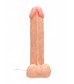 Телесный вибратор-реалистик Vibrating Realistic Cock 11  With Scrotum - 29,5 см.