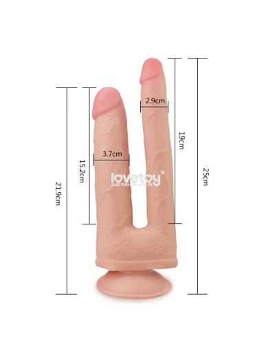 Двойной фаллоимитатор Skinlike Double Penetration Soft Cock - 25 см.