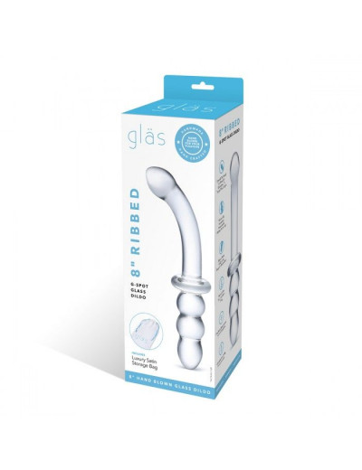 Прозрачный ребристый двусторонний стимулятор Ribbed G-Spot - 20 см.