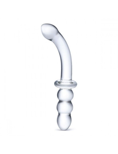 Прозрачный ребристый двусторонний стимулятор Ribbed G-Spot - 20 см.