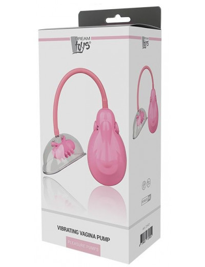 Розовый вакуумный вибромассажер VIBRATING VAGINA PUMP