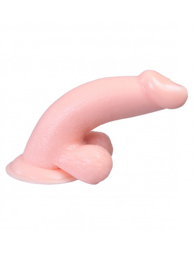 Телесный вибратор Vibrating Dong with Balls - 14 см.