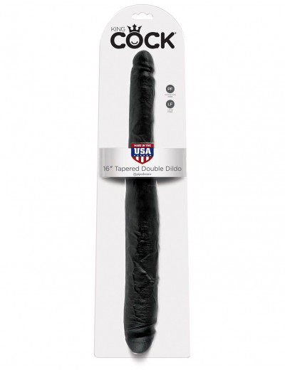 Чёрный двусторонний дилдо 16  Tapered Double Dildo - 40,6 см.