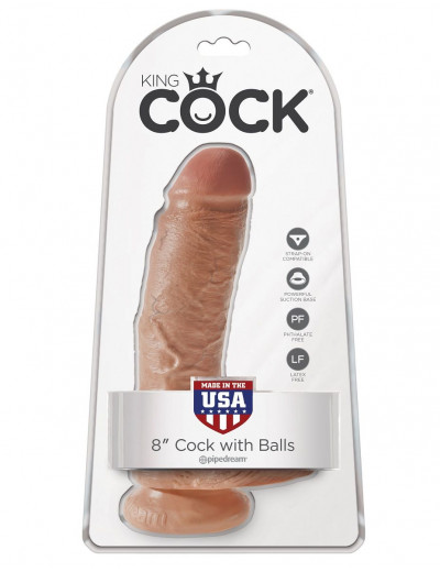 Фаллоимитатор-мулат 8  Cock with Balls - 21,3 см.