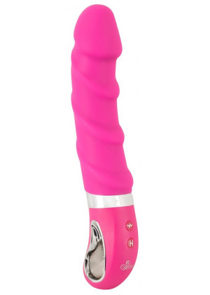 Розовый вибратор с рёбрышками и подогревом Warming Soft Vibrator - 22,8 см.