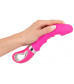 Розовый вибратор с рёбрышками и подогревом Warming Soft Vibrator - 22,8 см.