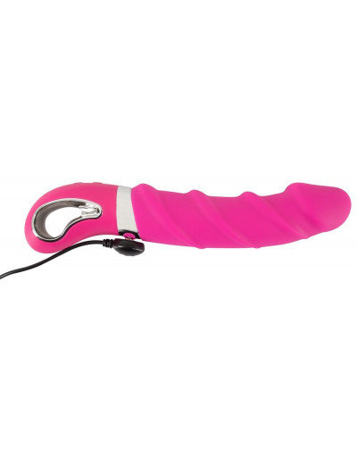 Розовый вибратор с рёбрышками и подогревом Warming Soft Vibrator - 22,8 см.
