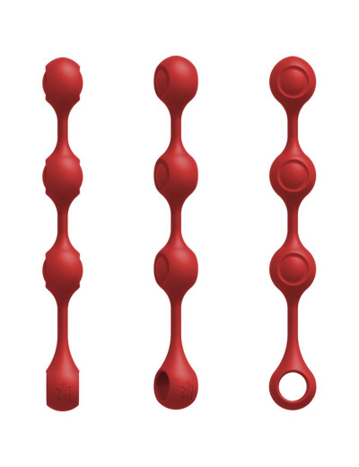 Красные утяжеленные анальные шарики Anal Essentials Weighted Silicone Anal Balls - 34,3 см.