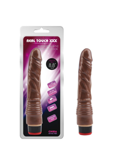 Коричневый вибратор-реалистик 8.8” Vibe Cock - 21,5 см.