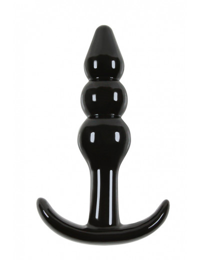 Чёрная анальная пробка Jelly Rancher T-Plug Ripple - 10,9 см.