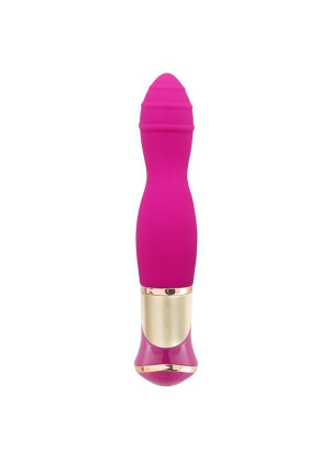 Ярко-розовый вибратор с ротацией ECSTASY Deluxe Rippled Vibe - 20 см.
