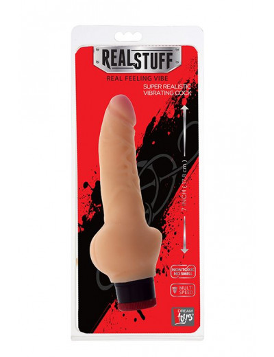 Телесный вибратор-реалистик с расширенным основанием REALSTUFF 7INCH VIBRATOR - 17,8 см.