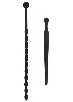 Набор из двух черных уретральных стимуляторов Beginners Silicone Plug Set
