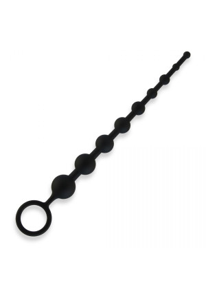 Чёрная анальная цепочка из 9 шариков - 30 см.