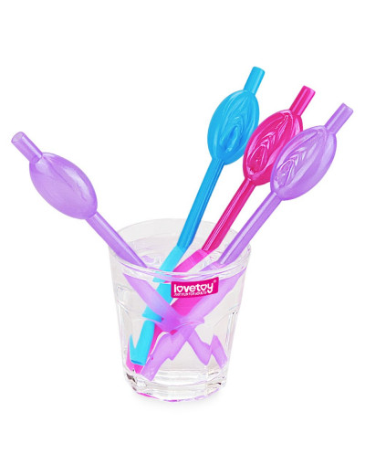 Набор разноцветных трубочек для напитков в виде вагины Pussy Straws - 9 шт.
