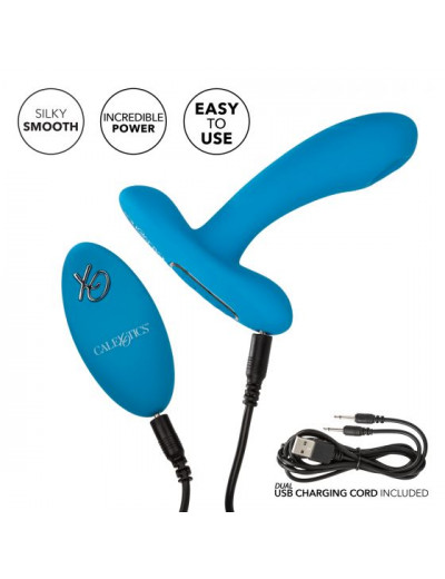 Голубой массажер простаты Silicone Remote Pulsing Pleaser - 11,5 см.