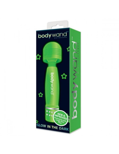 Светящийся в темноте жезловый мини-вибратор с кристаллами Mini Massager Glow In The Dark