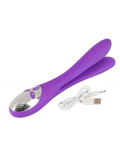 Фиолетовый сдвоенный вибратор Bendable Double Vibrator - 24,3 см.