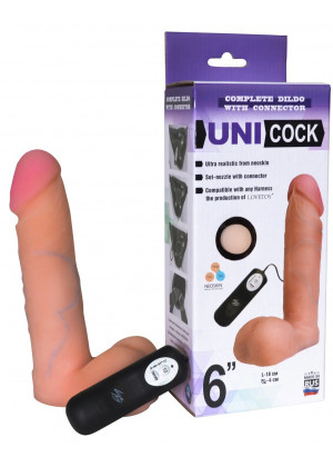 Фаллическая насадка Харнесс UNICOCK 6  с вибрацией - 18 см.