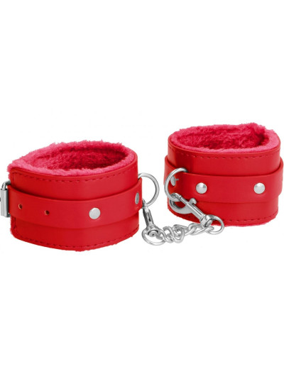 Красные наручники Plush Leather Hand Cuffs
