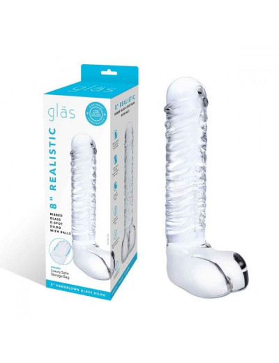 Прозрачный фаллоимитатор 8  Realistic Ribbed Glass Dildo - 20,3 см.
