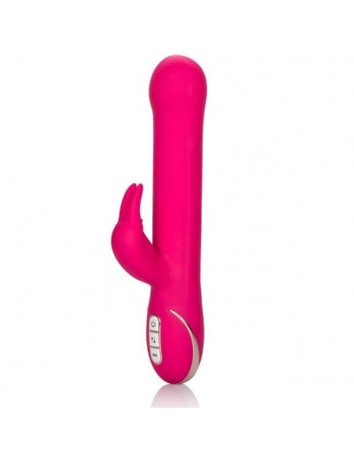 Ярко-розовый вибратор Jack Rabbit Signature Silicone Beaded Rabbit - 23 см.
