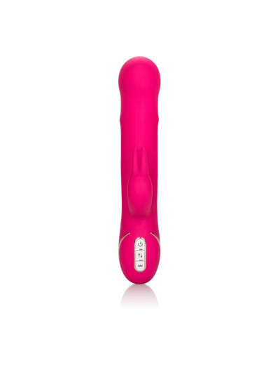 Ярко-розовый вибратор Jack Rabbit Signature Silicone Beaded Rabbit - 23 см.