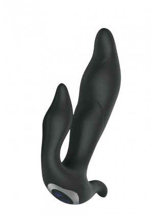 Черный вибратор N 35 RECHARGEABLE DUO VIBRATOR - 17,5 см.