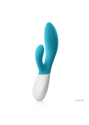 Вибромассажер с клиторальным стимулятором INA Wave Blue - 19,5 см.