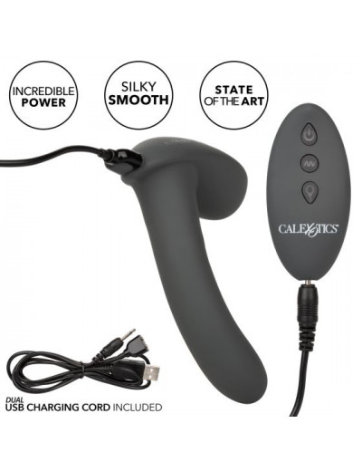 Серый стимулятор простаты Remote Control Inflatable Probe с вибрацией и функцией расширения - 11,5 см.